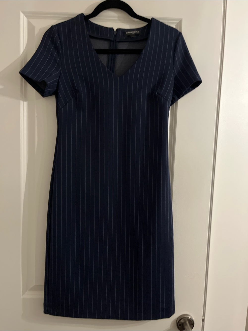 Banana Republic Navy Pinstripe V-Neck Mini Dress